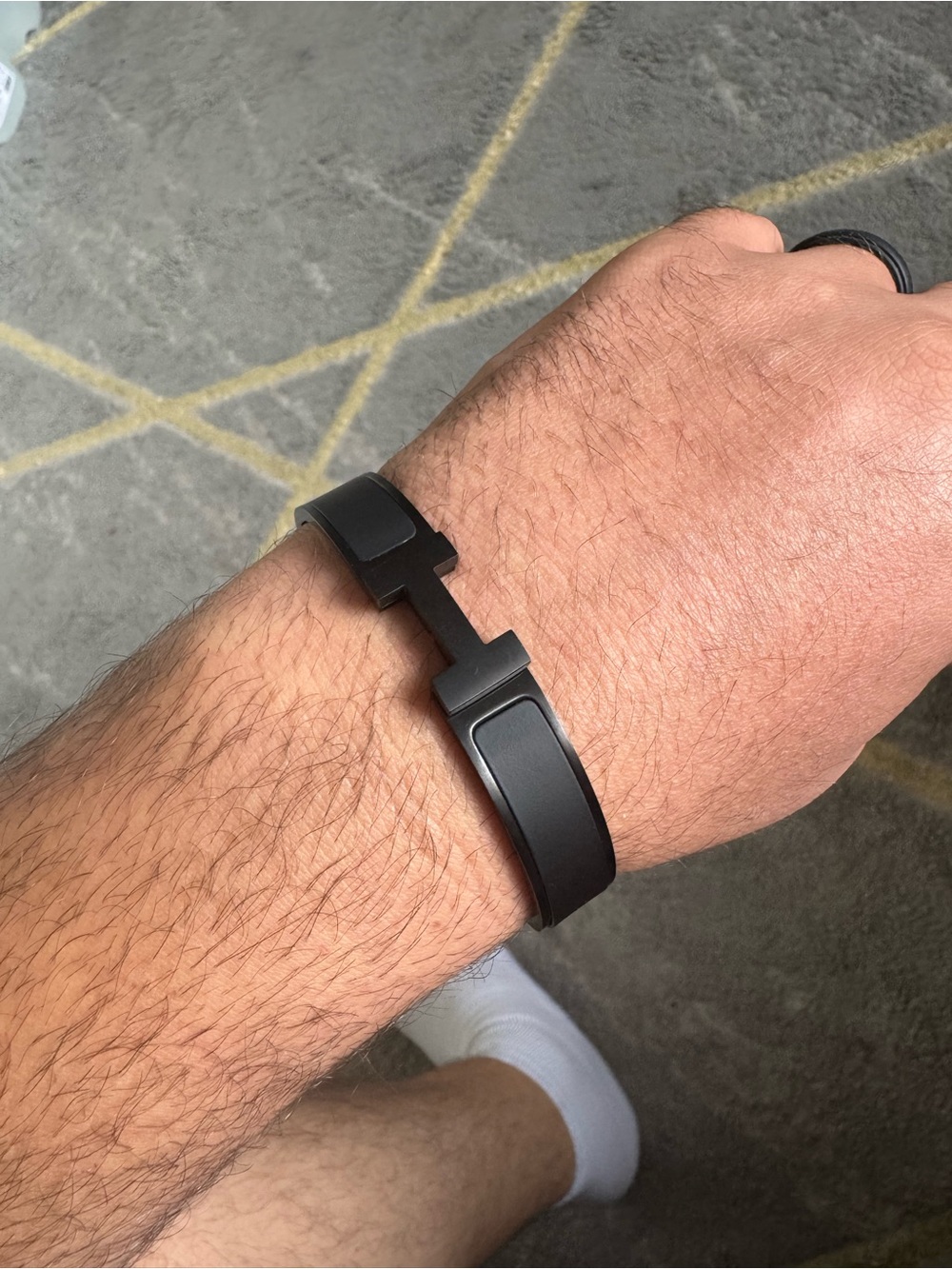 Men's Black Stainless Steel H-Link Bracelet